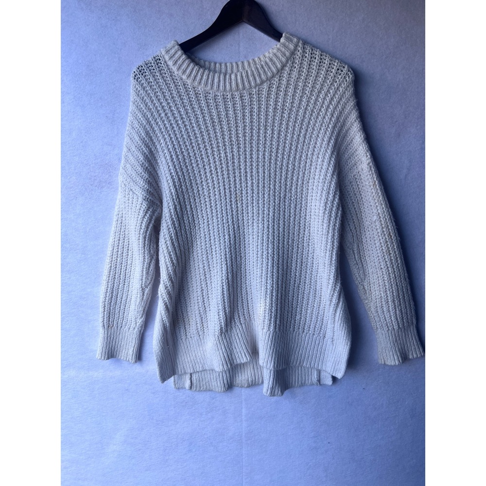 Aerie Womens Cream White Shaker Knit Oversized Sweater XS Oversized